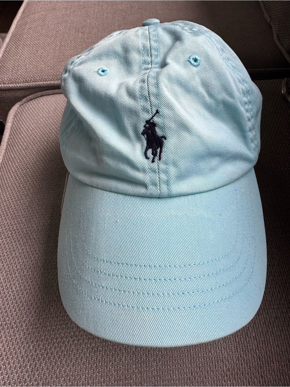 Polo by Ralph Lauren Light Blue Baseball Cap with Navy Logo - One Size
